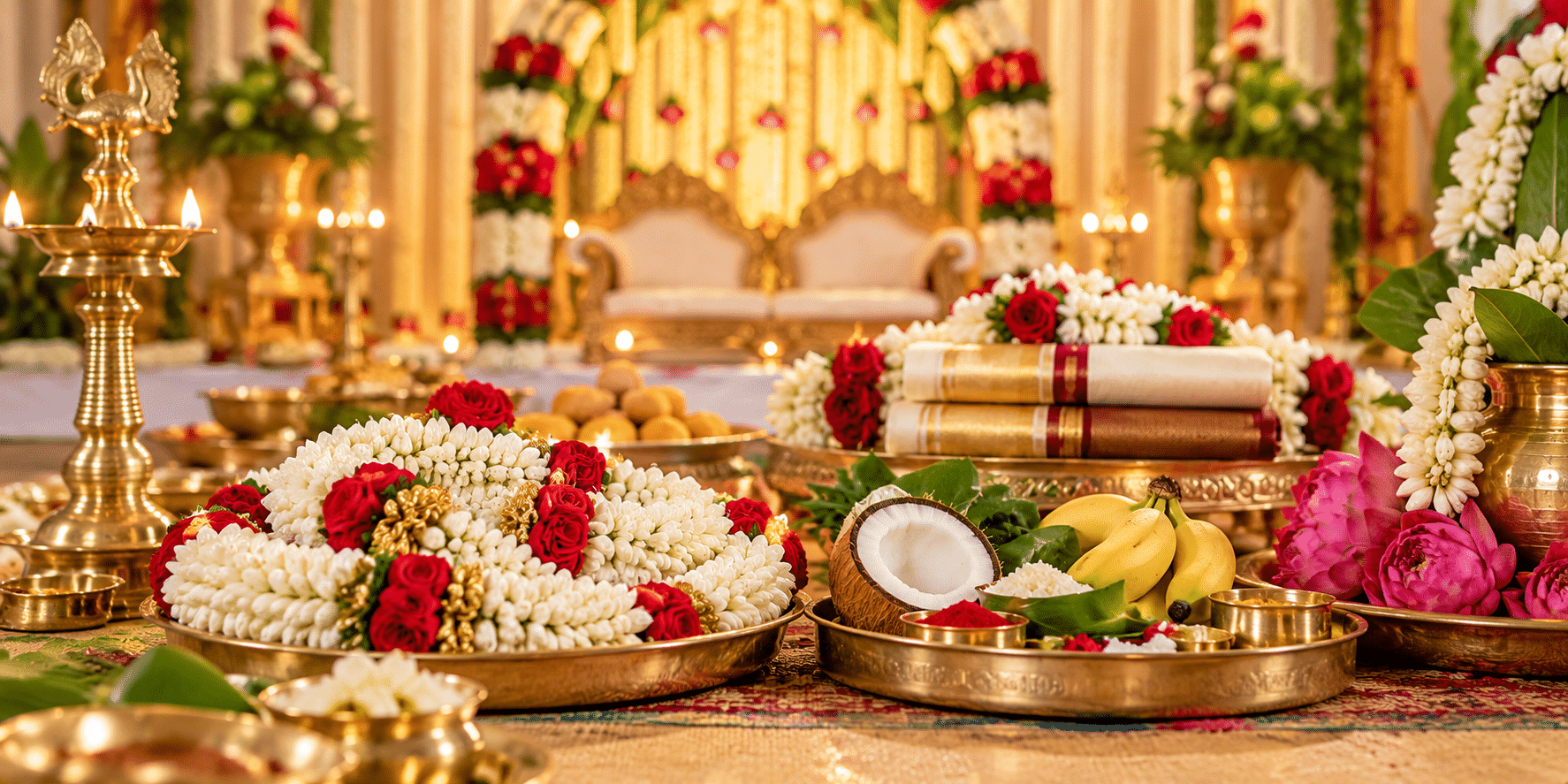 traditional South Indian engagement ceremony decorations and services